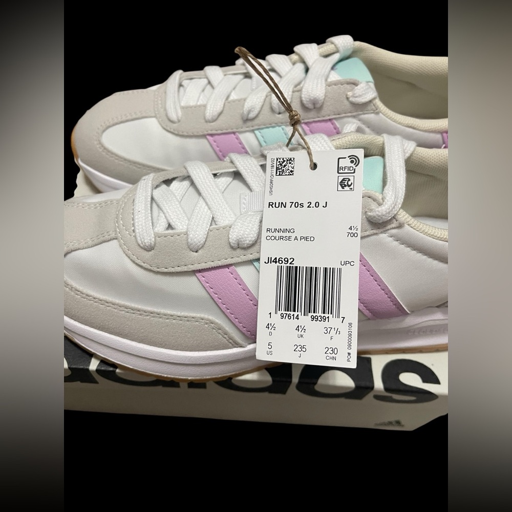🌟🌟🌼NIB ADIDAS RUN 70’s 2.0 J. Women's White and Pastel Sneakers - Picture 7 of 10